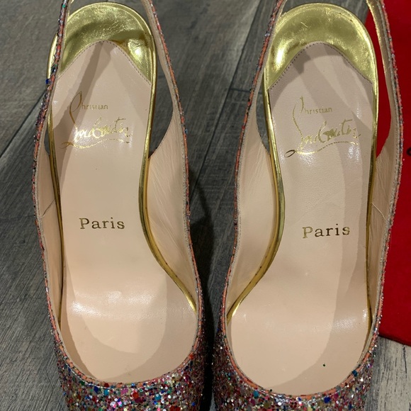 Christian Louboutin gold glitter no prive heels - Picture 5 of 8